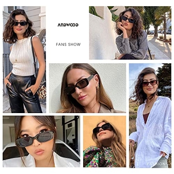 ANDWOOD Retro Rectangle Sunglasses Women Stylish UV Protection