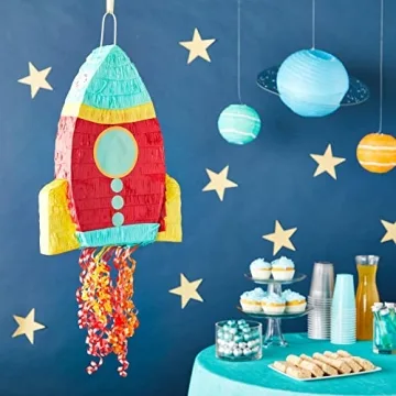 Space-Themed Rocket Ship Piñata for Kids' Parties