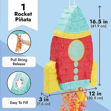 Space-Themed Rocket Ship Piñata for Kids' Parties