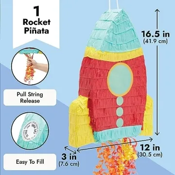 Space-Themed Rocket Ship Piñata for Kids' Parties