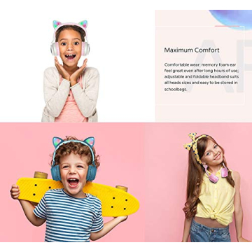 Aresrora Kitty Bluetooth Kids Headphones - Safe & Cute
