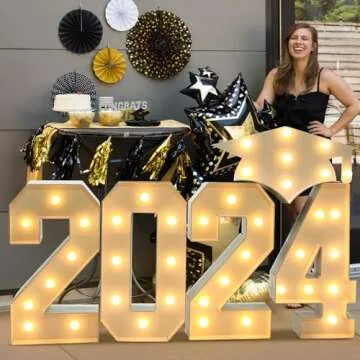 ZPISF Graduation Decorations Class of 2024, 2.3FT Large PRE-CUT 2024 Marquee Numbers Kit with Gradua...