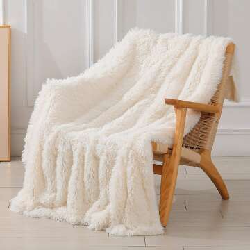 Soft Cream Faux Fur Throw Blanket - 50" x 60"
