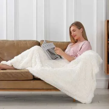 Soft Cream Faux Fur Throw Blanket - 50" x 60"