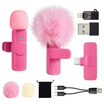 USB C Wireless Lavalier Microphone for Android Phone Tablet iphone ipad PC Mini Lapel Mic Content Cr...