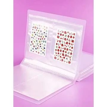 Kalolary 160 Slots Nail Sticker Storage Book Nail Art Sticker Collecting Book Empty Display Nail Sticker Organizer Book Nail Collection Album for Women Girls(2 Books)