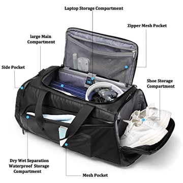 Waterproof Gym Duffle Bag with Shoe Compartment