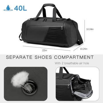 Waterproof Gym Duffle Bag with Shoe Compartment