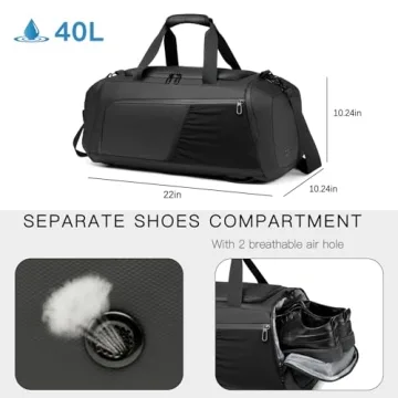 Waterproof Gym Duffle Bag with Shoe Compartment