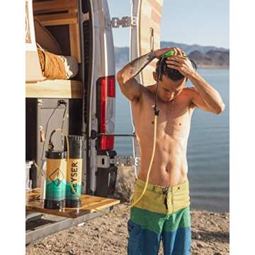 Geyser System Portable Shower & Cleaning Kit Used with Camping Stove for Camping, Overlanding, & Outdoor Recreation - Standard (No Heater)