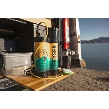Geyser System Portable Shower & Cleaning Kit Used with Camping Stove for Camping, Overlanding, & Outdoor Recreation - Standard (No Heater)