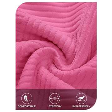 MEROKEETY Women's 2024 Fall Long Sleeve Oversized T Shirt Casual Crewneck Basic Textured Pullover Sweatshirt Tops, Rose, X-Large