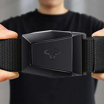 BULLIANT Tactical Belt for Men, Men Stretch Nylon Web Gift Belt 1.5"-Hiking Rigger Military Work-Qui...