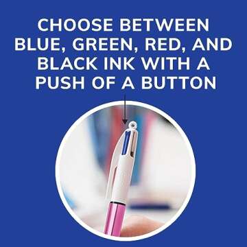 BIC 4-Color Shine Retractable Ball Pens, Fun Pink Metallic Barrel, Medium Point (1.0mm), 3-Count Pack, Retractable Ball Pen With Long-Lasting Ink