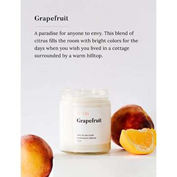 Mia's Co Grapefruit Scented Candle - Eco-Friendly Handmade Aromatherapy