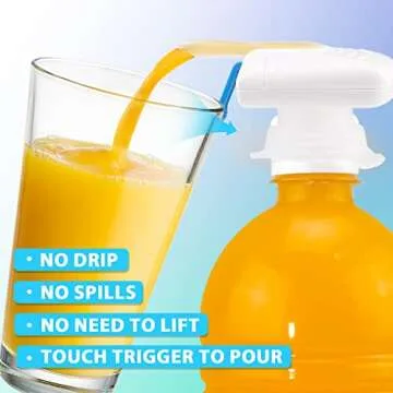 2 Pack Milk Dispenser for Fridge Gallon,Automatic Drink Dispenser,Drink Dispenser,Electric Tap,One-Handed Operation,Can Prevent Milk and Beer From Overflowing,Suitable for Outdoor and Home Kitchens