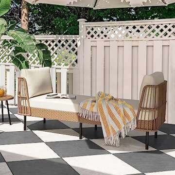 YITAHOME Wicker Outdoor Chaise Lounge, Oversized Patio Love Sofa, 74 Length Outdoor Indoor Upholstered Sofa Recliner Daybed with Thickness Cushion Indoor Lounger for Balcony Garden Pool - Beige