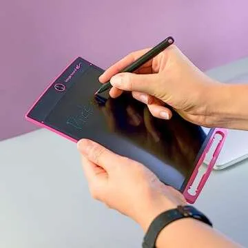 Boogie Board Jot Reusable Writing Tablet, Includes 8.5 in LCD Writing Tablet, Instant Erase, Stylus Pen, Built in Magnets & Kickstand, Pink