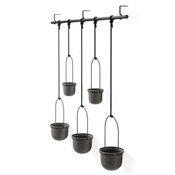Umbra Triflora Hanging Planter for Window, Indoor Herb Garden, Set of 5, Black