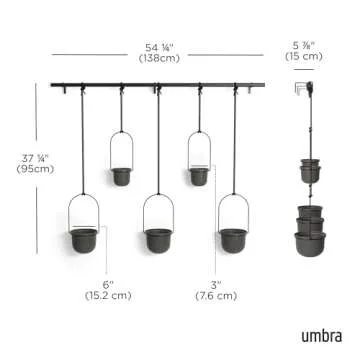 Umbra Triflora Hanging Planter for Window, Indoor Herb Garden, Set of 5, Black