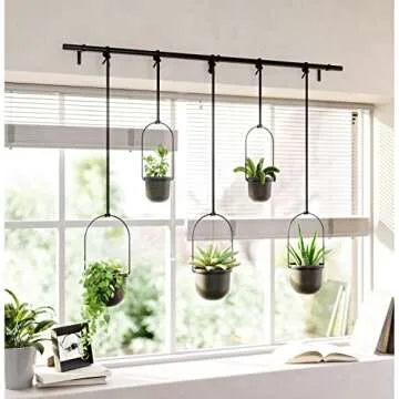 Umbra Triflora Hanging Planter for Window, Indoor Herb Garden, Set of 5, Black
