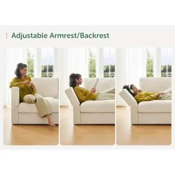 HONBAY Modular Sectional Sofa with Storage Corduroy Sectional Sleeper Sofa Modular Sectional Couches for Living Room,Beige