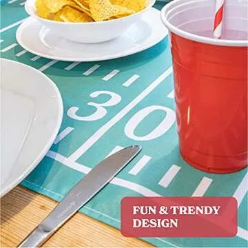 Football Tablecloth for Parties 20x120 Inch Green White