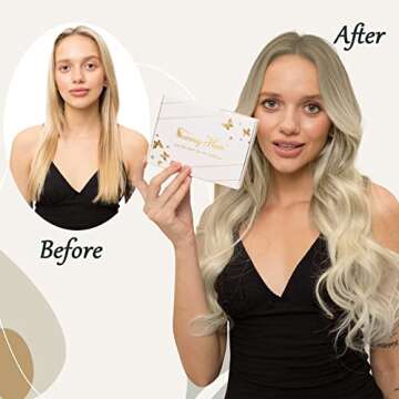 Sunny Ombre Wire Hair Extensions Real Human Hair Blonde Invisible Wire Hair Extensions Light Brown O...