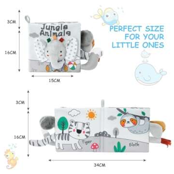 Vicloon Cloth Books, 3D Touch Feel High Contrast Cloth Book, Baby Books Toys for Baby 0-12 Months, S...