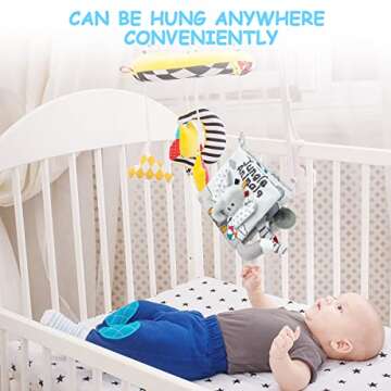 Vicloon Cloth Books, 3D Touch Feel High Contrast Cloth Book, Baby Books Toys for Baby 0-12 Months, Soft Baby Books Touch and Feel Crinkle for Infants Toddler Gifts Toy(Elephant)