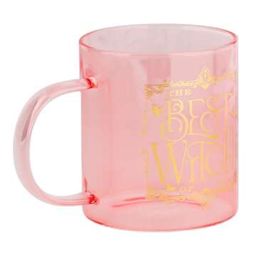 Paladone Wicked Movie Glass Mug & Socks Gift Set - Officially Licensed Disney Gift Fans, Pink Tinted The Best Witch of All Mug & Cozy Emerald City Ankle Socks