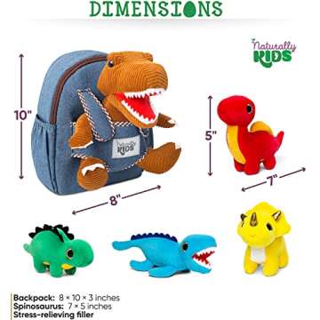 Toddler Dinosaur Backpack w Plush Dinosaur Toys for Kids 2-5, Gifts for 2-5 Year Old Boys, Girls