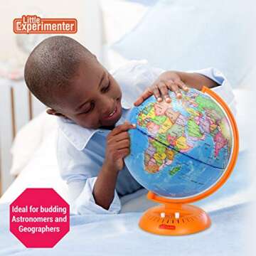 3-in-1 Light Up Globe for Kids - 8” Illuminated Star Map World Globes With Built-in Night Lamp Pro...