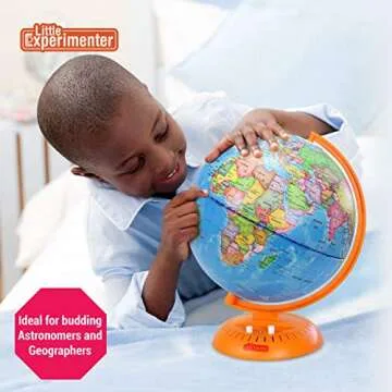 3-in-1 Light Up Globe for Kids - 8” Illuminated Star Map World Globes With Built-in Night Lamp Pro...