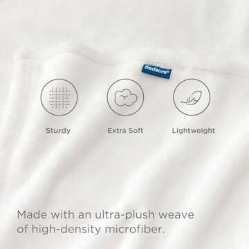 Bedsure White Fleece Throw Blanket - 300GSM Blankets for Couch, Sofa, Bed, Soft Lightweight Plush Cozy Throws for Toddlers, 50x60 inches