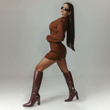 Stylish Modatope Brown Knee High Boots for Women