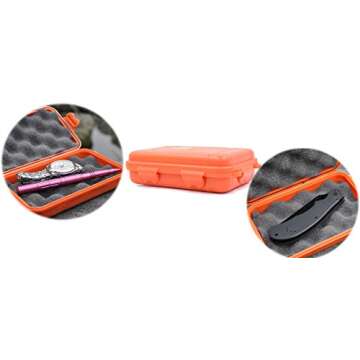 LeBeila Anti-Pressure Shockproof Box - Small Pelican Waterproof Container Plastic Dry Storage Boxes with Foam Floating Survivor Tool Kit Dry Case for Outdoor Fishing Camping Boating Accessory(Orange)
