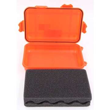 LeBeila Anti-Pressure Shockproof Box - Small Pelican Waterproof Container Plastic Dry Storage Boxes with Foam Floating Survivor Tool Kit Dry Case for Outdoor Fishing Camping Boating Accessory(Orange)