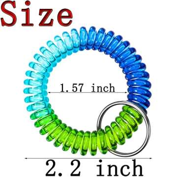 MYYZMY 12 Pcs Wrist Coil Wrist Keychain, Colorful Stretch Wristband Key Chain for Gym, Pool, ID Badg...