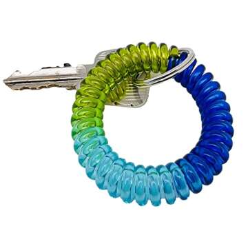 MYYZMY 12 Pcs Wrist Coil Wrist Keychain, Colorful Stretch Wristband Key Chain for Gym, Pool, ID Badge