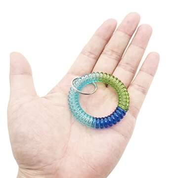 MYYZMY 12 Pcs Wrist Coil Wrist Keychain, Colorful Stretch Wristband Key Chain for Gym, Pool, ID Badge