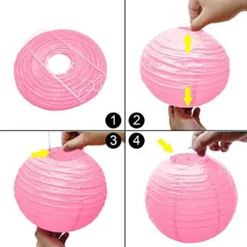 PheiLa 12 Pcs Pink Paper Lanterns for Parties and Weddings