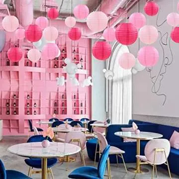 PheiLa 12 Pcs Pink Paper Lanterns for Parties and Weddings