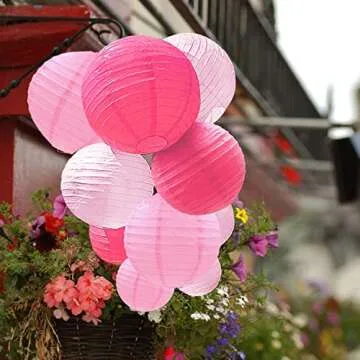 PheiLa 12 Pcs Pink Paper Lanterns for Parties and Weddings