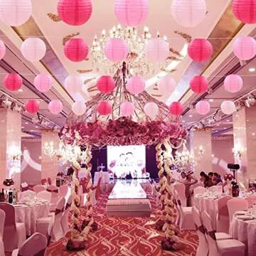 PheiLa 12 Pcs Pink Paper Lanterns for Parties and Weddings