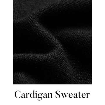 MEROKEETY Women's 2024 Fall Long Sleeve Cardigan Button Lapel Casual Open Front Knit Sweater Jacket, Black, L