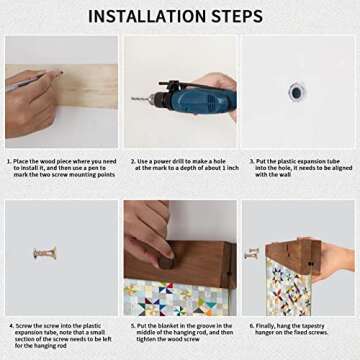 Tapestry Hangers for Walls, Wooden Quilt Hanger for Wall for Display, Rustic Quilt Rack for Tapestries, Quilts, Rugs (24'')