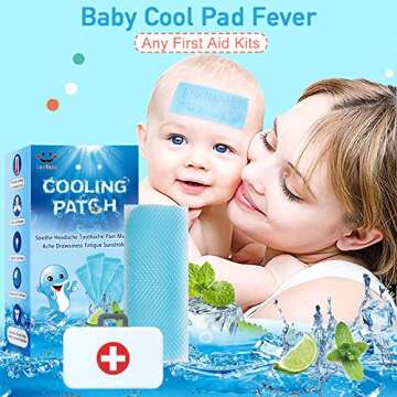 20 Sheets Cooling Patches for Fever Discomfort & Pain Relief, Cooling Relief Fever Reducer, Soothe Headache Pain, Pack of 20 Blue