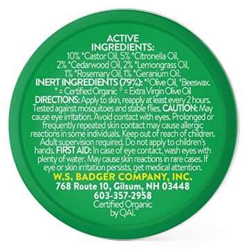 Badger Bug Repellent Tin - Natural Organic Deo-Free Insect Protection for Families