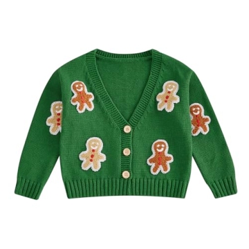 Toddler Baby Girl Christmas Knit Sweater Kids Cardigan Christmas Outfit Gingerbread Warm Sweatshirt ...